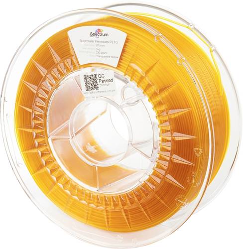 Spectrum Filaments 80049 PET-G Premium Filament PETG chemisch beständig, schlagfest 1.75mm 1000g Transparent Yellow, Gelb 1St.