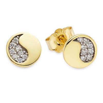Paar Ohrstecker "Schmuck Geschenk Silberohrringe", gold (gelbgoldfarben, kristallweiß, kristallweiß), ANISTON JEWELRY & WATCHES, Ohrringe, Damen, 6,6mm, Silber 925 (Sterlingsilber), mit Zirkonia (synth.)
