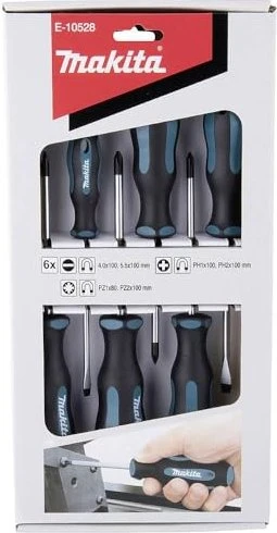 Makita Schraubendreher-Set E-10534, 5-tlg (schwarz/blau, Ergonomisch, gummierter Handgriff)