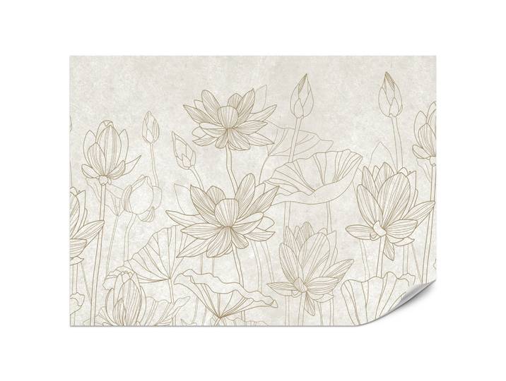 FOTOTAPETE für Wohnzimmer Linienzeichnung Blumen Pflanzen Natur 200x140
