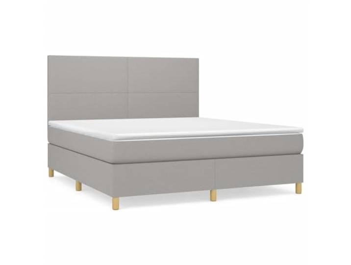 PUGYNBK Boxspringbett, 180 x 200 cm, hellgrauer Stoff Verstellbares Kopfteil, Taschenfedern, mittlere Festigkeit, weicher Schutz