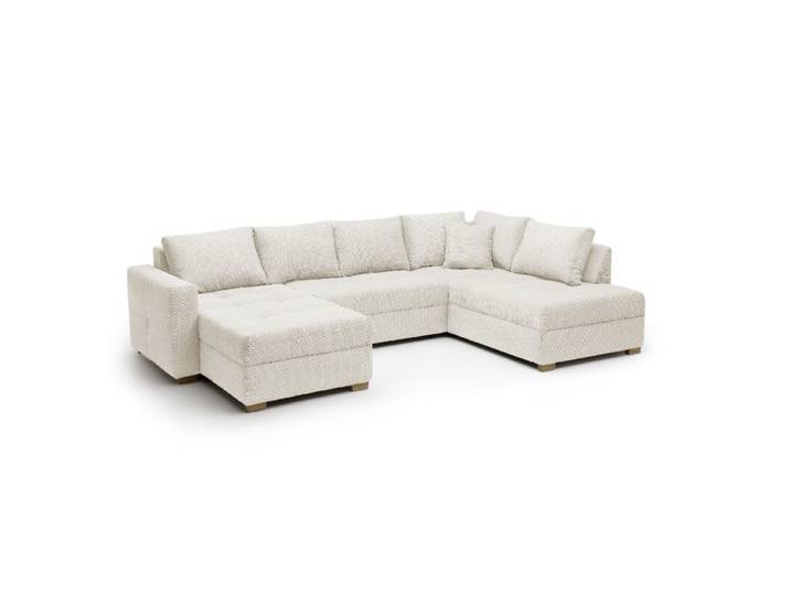 Trendstore Josy Wohnlandschaft in Cord inkl. Schlaffunktion und Bettkasten - Cord beige - rechts Schlaffunktion Modern