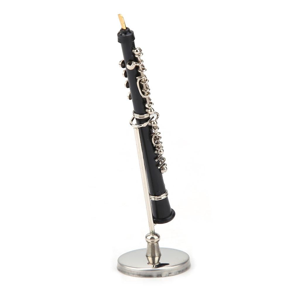 Mini oboe model decoratie met standaard voor muziekliefhebbers