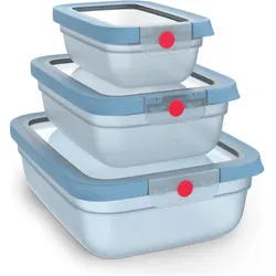 Emsa Frischhaltedosen-Set ONECLICK blau 0,5/1,2/2,3 l, 3 St., Vorratsbehälter, Blau, Transparent