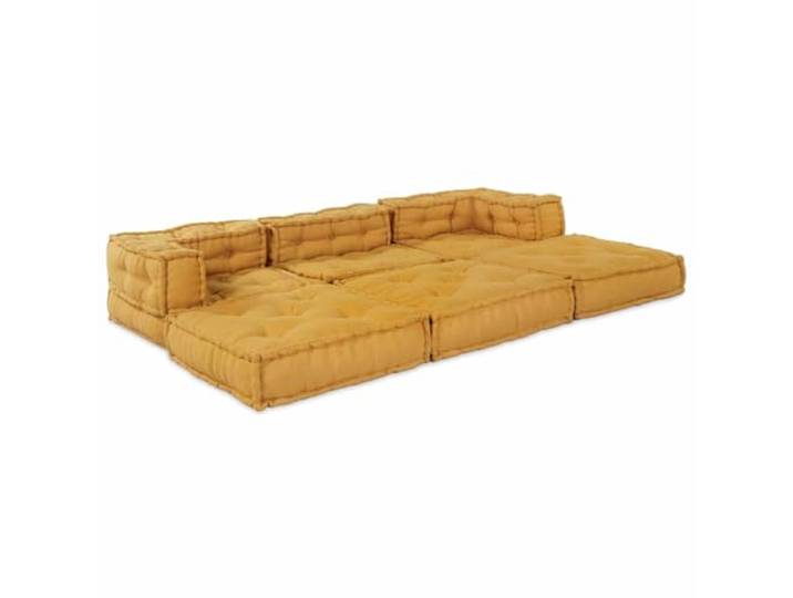 KTHLBRH Modulares Sofa 2-teilig Stoff gelb 140 x 70 x 56 cm Knopf-Design, Verwendung im Innen- und Außenbereich, platzsparende Struktur, Montage erforderlich, 12,55 kg