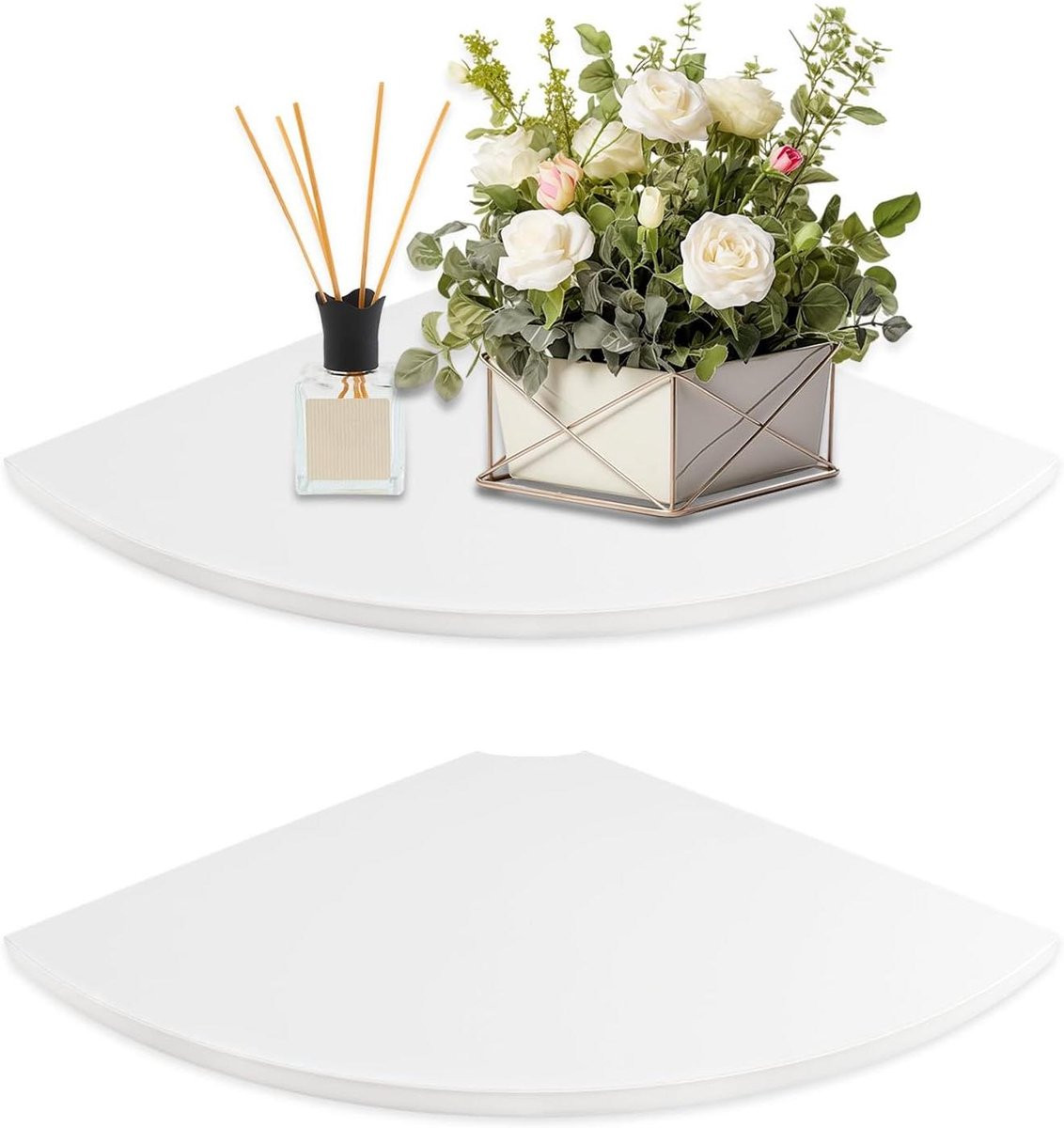 Wit Hoekplank Set Wandrek Driehoek van Composiethout voor Decoratie en Opslag