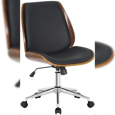 Décoshop26 - Bürostuhl auf Rollen drehbar und höhenverstellbar modernes Design schwarzes Kunstholz und Chrommetall BUR10682