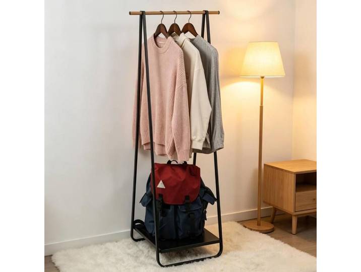 Portant à vêtements moderne pour chambre et entrée meuble de rangement polyvalent noir
