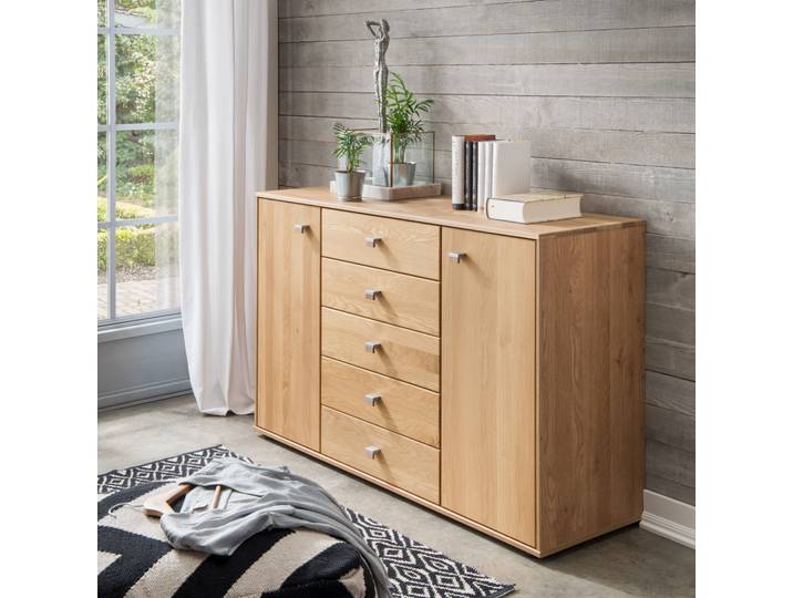 Kombikommode WIEMANN Kiruna , braun (eiche teilmassiv), B:141cm H:86cm T:43cm, Holz teilmassiv, Sideboards, Kombikommode, vormontiert