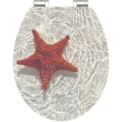 Schütte, WC Deckel, WC Sitz Holz MDF WC-Sitz RED STARFISH Absenkautomatik 80541 Seestern