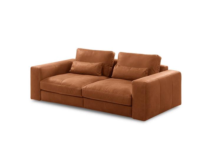 Livetastic 2-Sitzer-Sofa, Karamell, Kunststoff, Echtleder, Anilinleder, 240x85x123 cm, Lederauswahl, Rücken echt, Wohnzimmer, Sofas & Couches, Sofas, Ledersofas