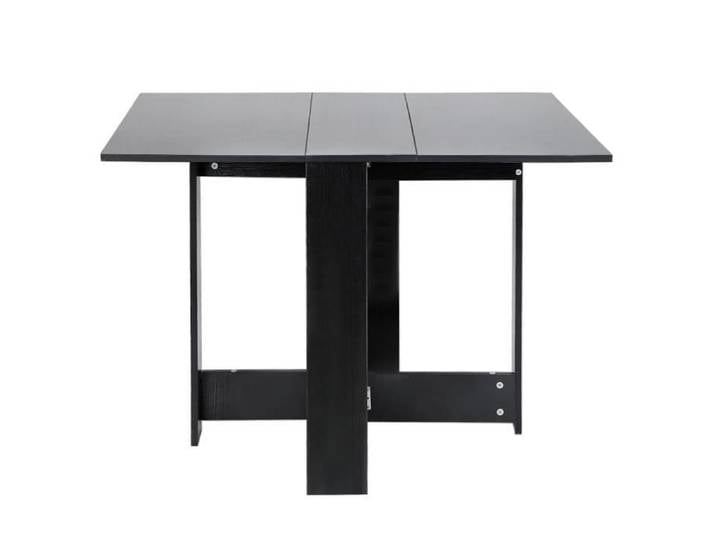 Table De Cuisine Pliante - JEOBEST - Salle À Manger Extensible - Noir - Bois Massif - 102.5*76*73cm