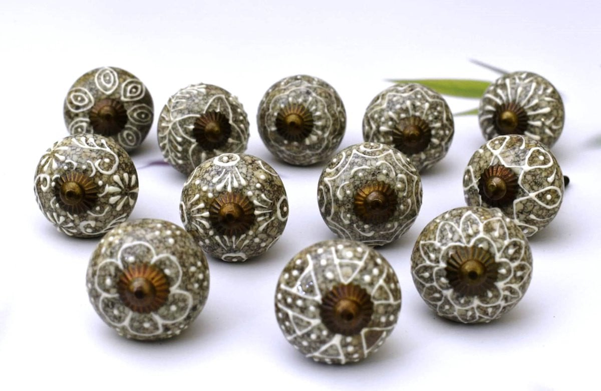 Unyqoos Set van 12 decoratieve keramische knoppen voor meubels en kasten