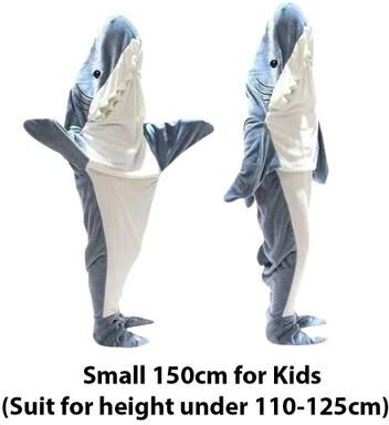 Uplift Picks Cartoon Shark Blanket Hoodie Warm Flannel Wearable Sleeping Bag blue (s)