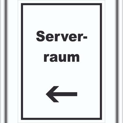 HB-Druck Serverraum Schild mit Text und Richtungspfeil links Computer IT PC hochkant A1 (594x841mm)
