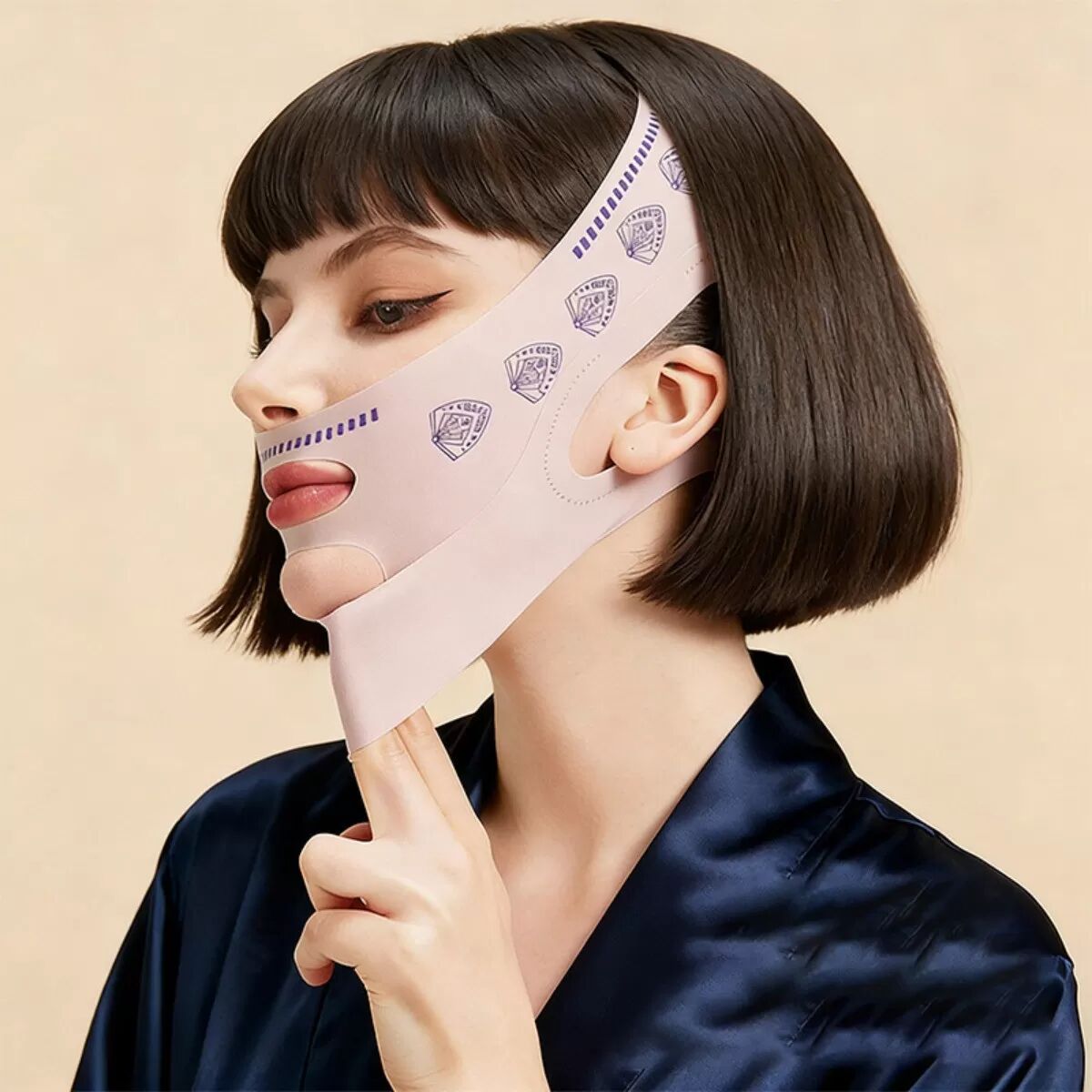 INF 3.0 Masque V-lift Adulte Rose Pack de 2 - Contour enveloppant 360° pour affinage du visage