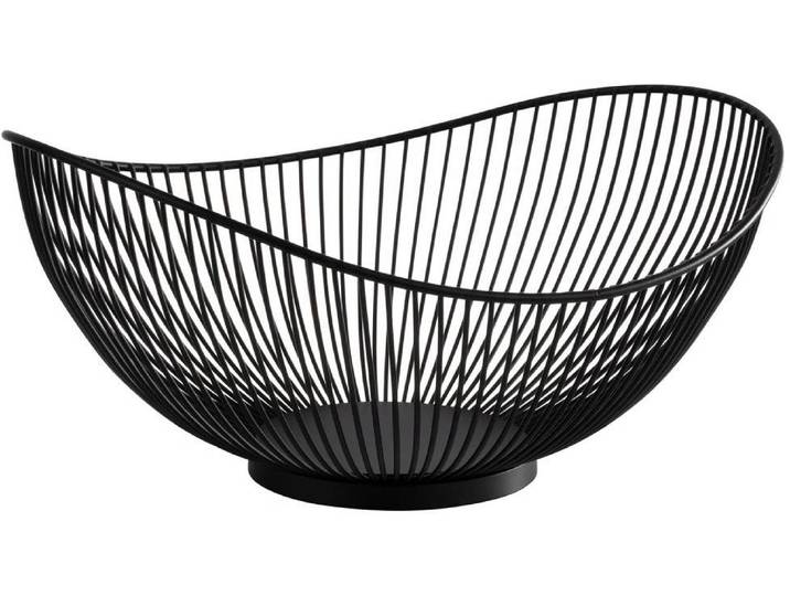 Obstschale APS SVART , schwarz, B:25,5cm H:13,5cm L:29,5cm, Metall, Schüsseln, Obstschale, Korb, robust, stapelbar