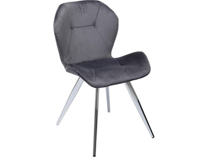 Kare-Design Stuhl, Grau, Chrom, Metall, konisch, 50x82x53 cm, Esszimmer, Stühle, Esszimmerstühle