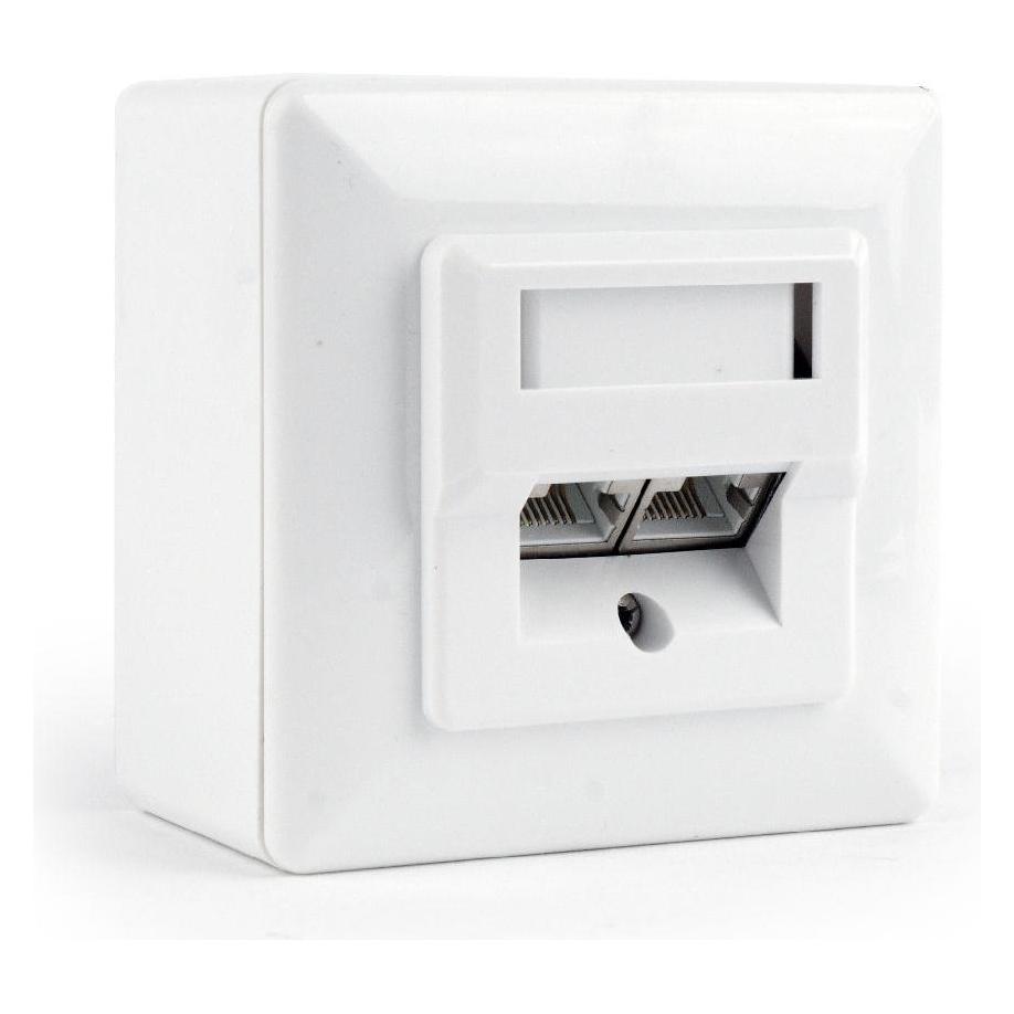 Gembird surface mounted, shielded two port socket, STP, 2xRJ45, cat.6, white (MWS-2S6-01) (MWS-2S6-01)