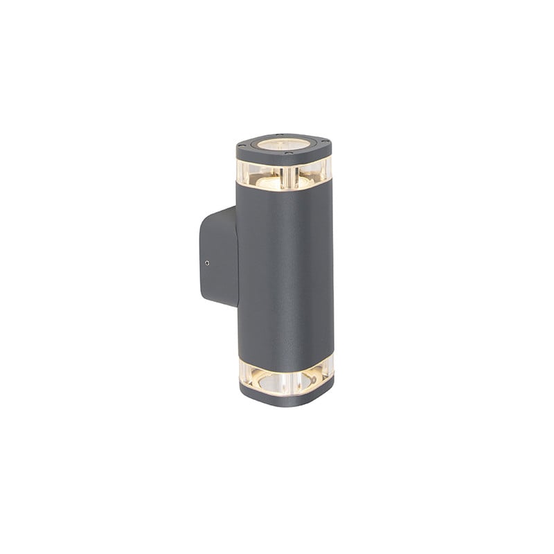 Qazqa Moderne Vierkante Buitenwandlamp Grijs met Up-and-Down Lichteffect en IP54 Bescherming