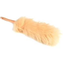 Staubwedel aus Holz und Wolle - Möbelbürste zur Staubentfernung - Ergonomischer Griff - 52cm Länge - Ideal für Möbel, Bücherregale, Computer - Braun