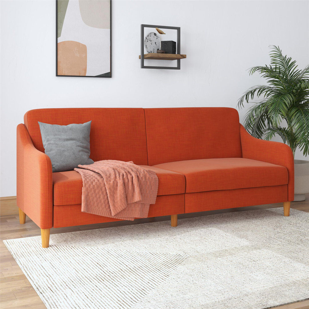 ClassicLiving 2 Seater Linen Blend Sofa Persimmon Orange 83.8cm H X 195.6cm W X 82.6cm D