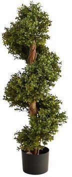 Nearly Natural "33"" Boxwood Topiary Spiral Artificial Tree (Indoor/Outdoor) - 6"""