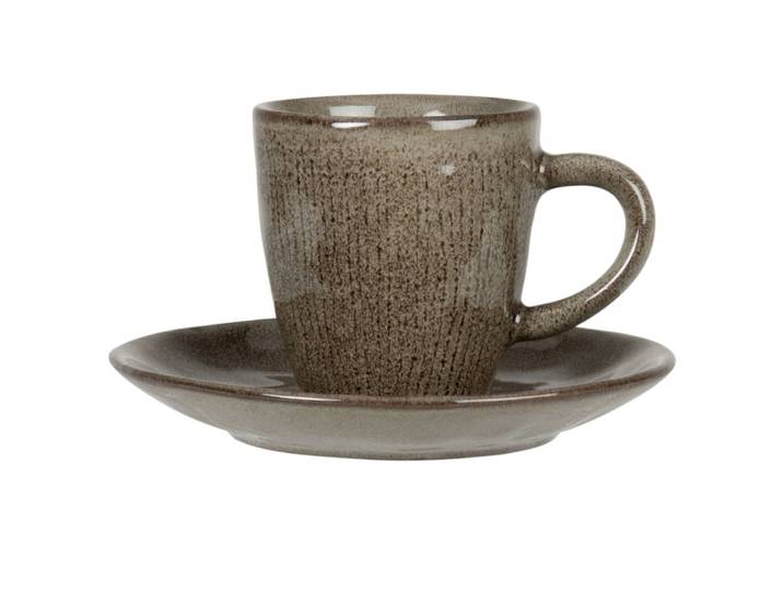 Tasse mit Untertasse aus grünem Keramik
