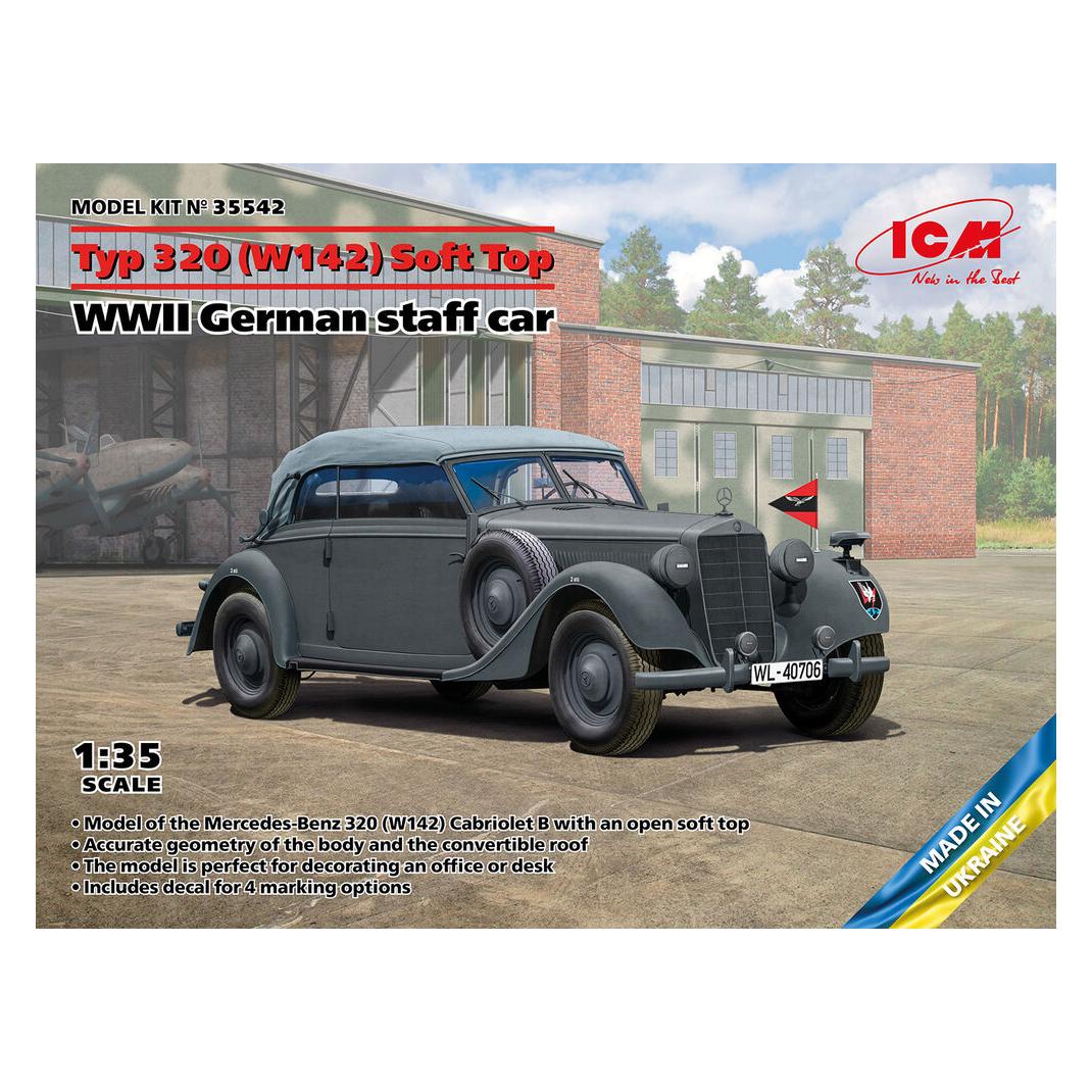 ICM Typ 320 (W142) Cabriolet Soft Top, WWII German staff car (35542)