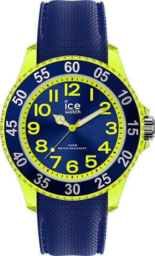 Quarzuhr ICE-WATCH "ICE cartoon - Small - 3H", blau (dunkelblau, neongelb, dunkelblau), Armbanduhren, Kinder, neongelb, Quarzuhr, Armbanduhr, Lernuhr, Kinder, Jungen, Geschenk, Geburtstag, Schulanfang