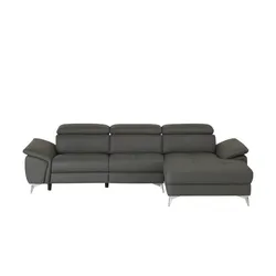 Primo Leder-Ecksofa  Danae klein ¦ grau ¦ Maße (cm): B: 282 H: 78 T: 166.0