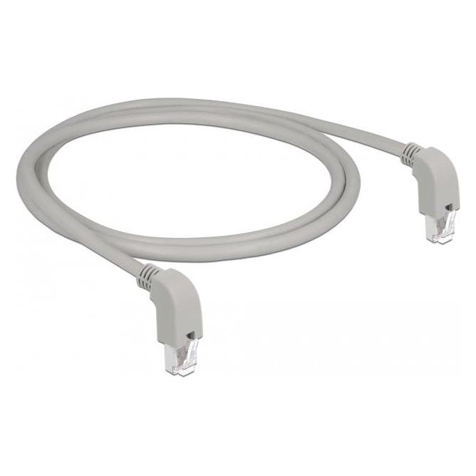 Delock Patch-Kabel RJ-45 (M) nach unten gewinkelt bis RJ-45 (M) nach unten gewinkelt (S/FTP, CAT6a, 1 m) (85877)