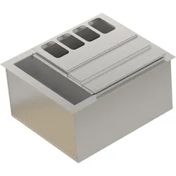 HAGOLA Edelstahlwanne Hinz, mit Auflagerand, Lochplatte, Schiebedeckel und Trennwand, 703 x 345 x 610 mm