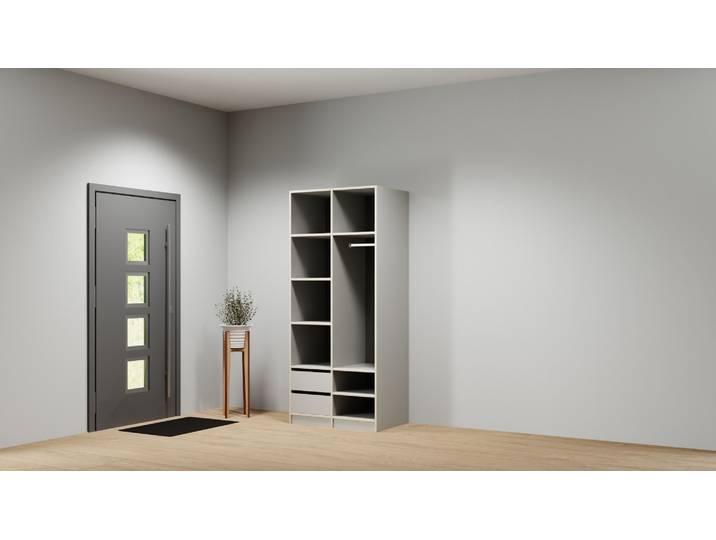 Offener Kleiderschrank nach Maß Premium Dekore Grau Multiplex Kante