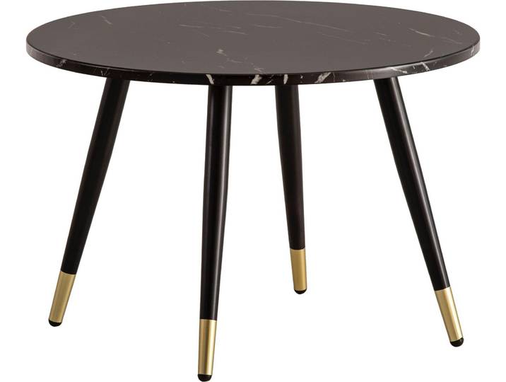 Wohnling Couchtisch 60x60x41cm Marmoroptik Schwarz Metallgestell Rund Modern