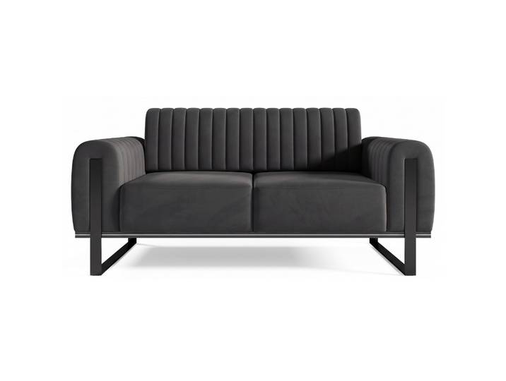 Zweisitziges Sofa Parissa, dunkelgrauer Samt, schwarze Beine