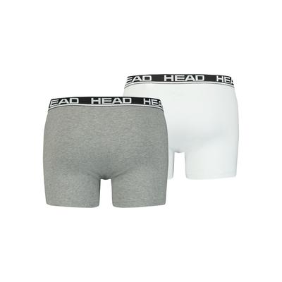 Boxer HEAD "HEAD BASIC BOXER 2P", Herren, Gr. L, grau (grau combo), Obermaterial: 95% Baumwolle, 5% Elasthan, unifarben, körpernah, Unterhosen, mit elastischem Logobund