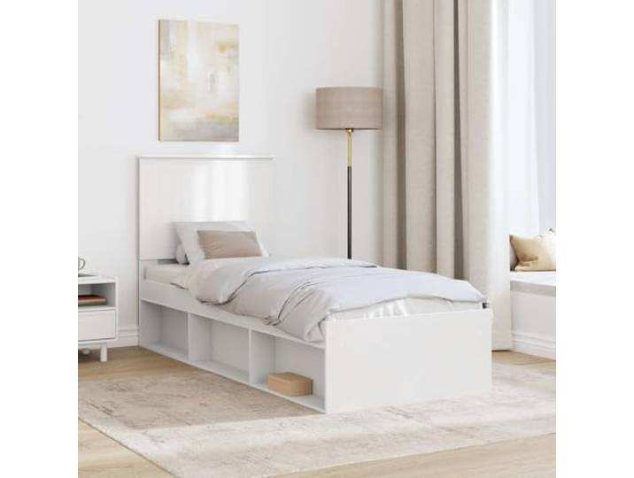 SKTQYQO Bettgestell, weiß, 75 x 190 cm, Kiefer massiv Basis mit festen Latten, minimalistisches Design, robustes Holz