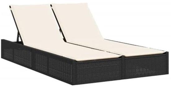 Lounger für 2 - Gartenbank mit Kissen - Verstellbare Rückenlehne - Schwarz