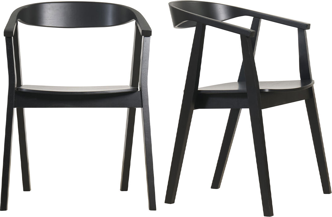 Miliboo Schwarze Design-Stühle aus Holz (2er- Set) BAHIA