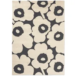 Outdoor-Teppich Marimekko Unikko Brink & Campman charcoal white grau, Designer Maija Isola, 200x1.1 cm