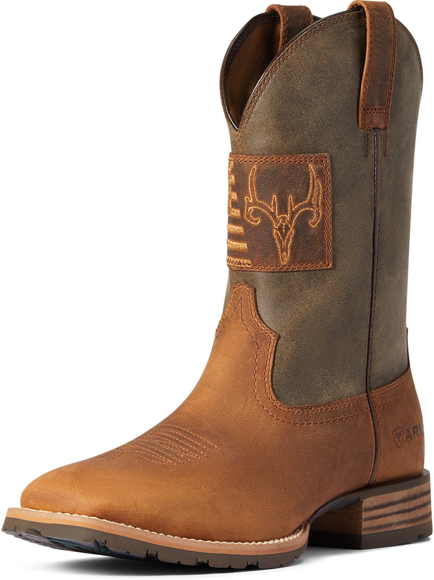 Men's Hybrid Patriot Country Cowboy Boots in Casper Brown Leather, Size: 11.5 EE / Wide by Ariat
