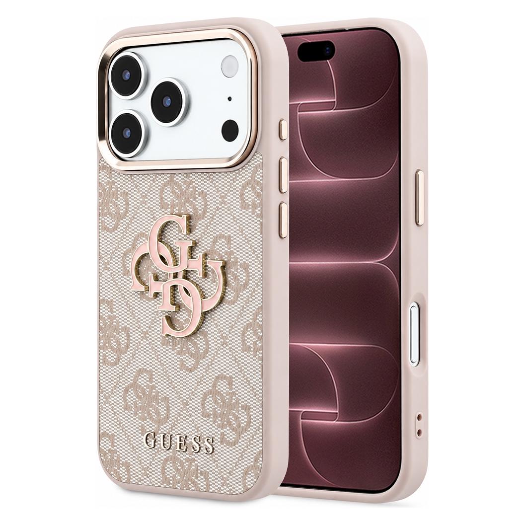 Guess PU 4G Harz Metalllogo Hülle für iPhone 18 Pro Max Pink (Apple iPhone 17 Pro Max, Apple iPhone 18 Pro Max) (GUHCP18X6P4SRMLP)