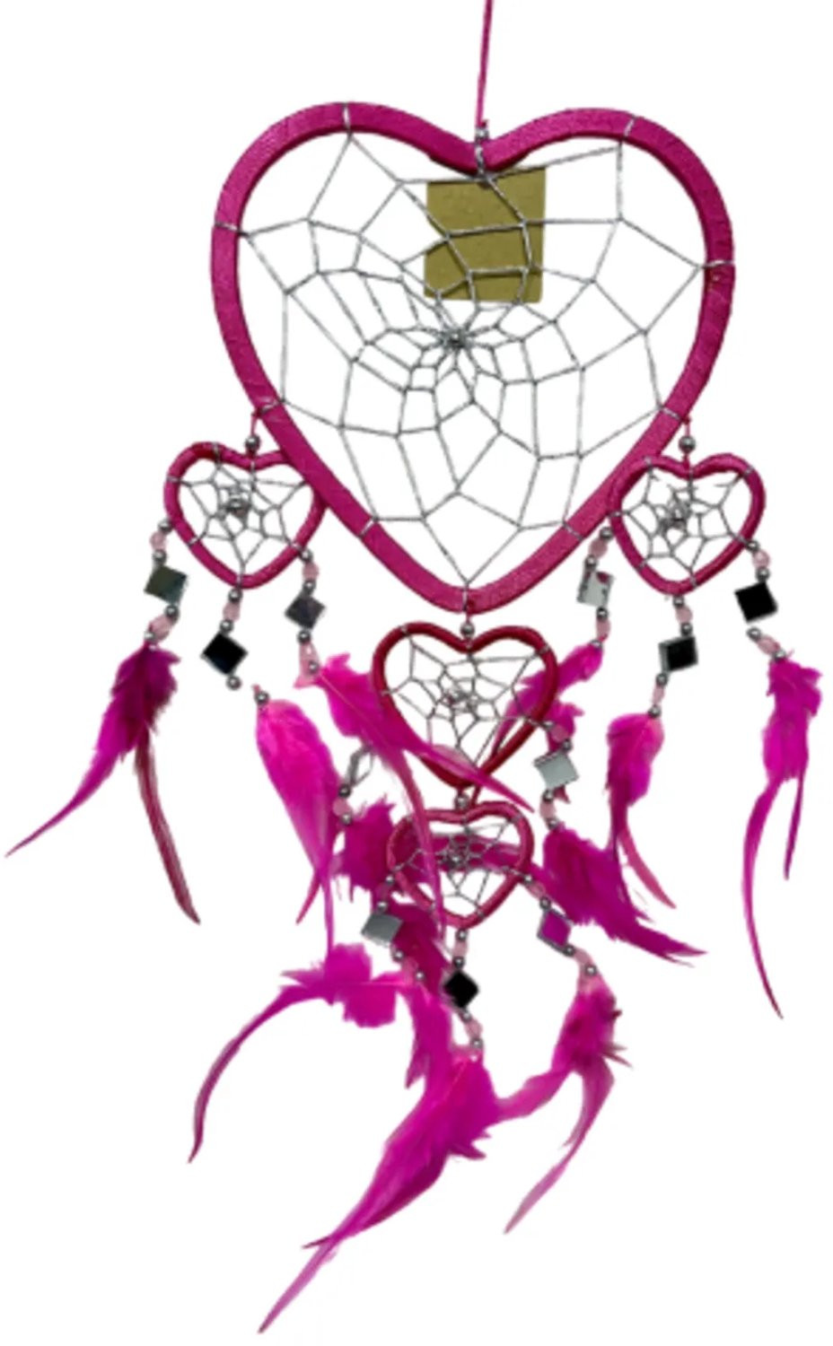 Dream Catcher Dromenvanger Hartje met spiegels - Roze - 17 cm