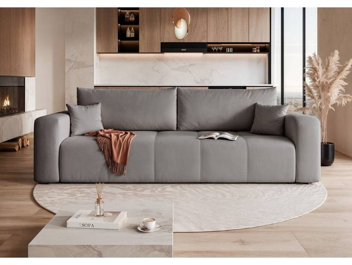 yourhouse24 Sofa PEDRO Kompakte Design – Mit Schlaffunktion & Bettkasten, mit Schlaffunktion und Bettkasten, Seite universal