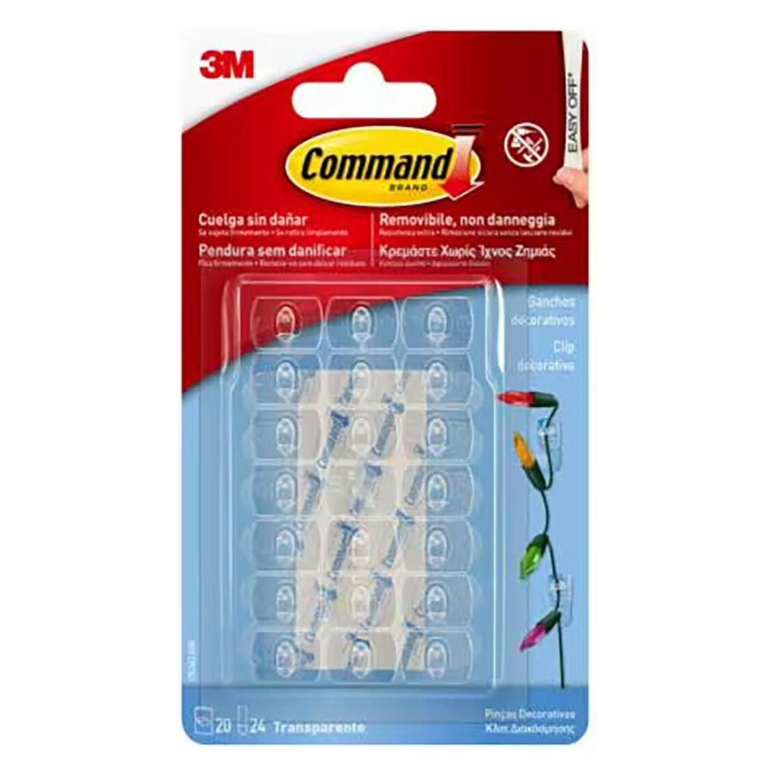 3M Command mini decorative hook, clear, 20 pcs + 24 strips (54120129)