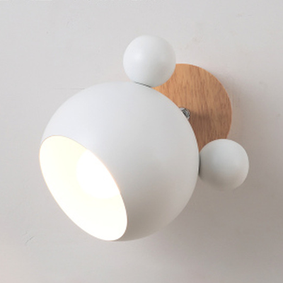 Friendly Fresh Finds Nordic Wooden Wall Lamp Kids Wall Light Cute Cartoon Bedroom Bedside Lamp white