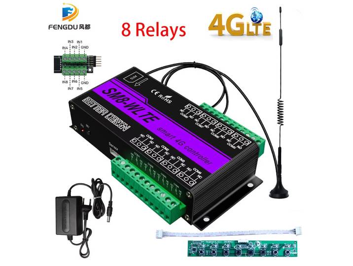 SM8-WLTE 4G Sans Fil 101SMS 4G persévérance Température Humidité Panne de Courant SACESRemote Contrmatérielle 8 Canaux citations ON/OFF interrupteur