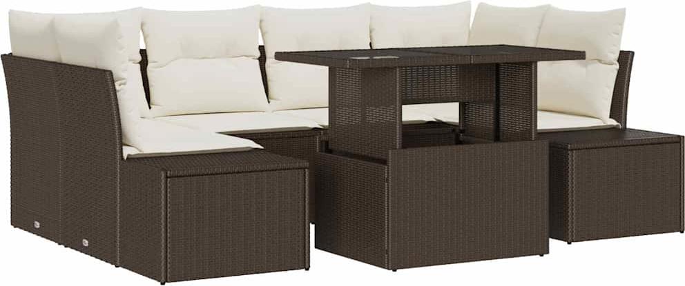 vidaXL Garten-Sofa-Set 7 stk. Braun und Creme