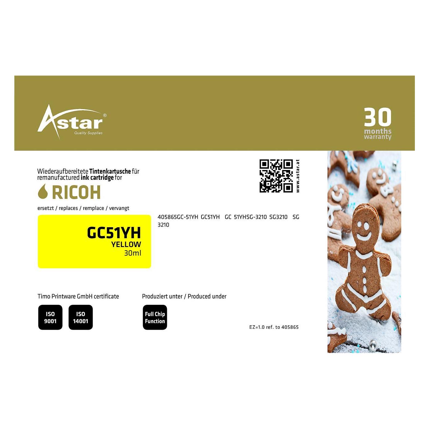 Astar Ricoh Tinte (Gel) GC51Y yell. inkl. Chip (AS70734)